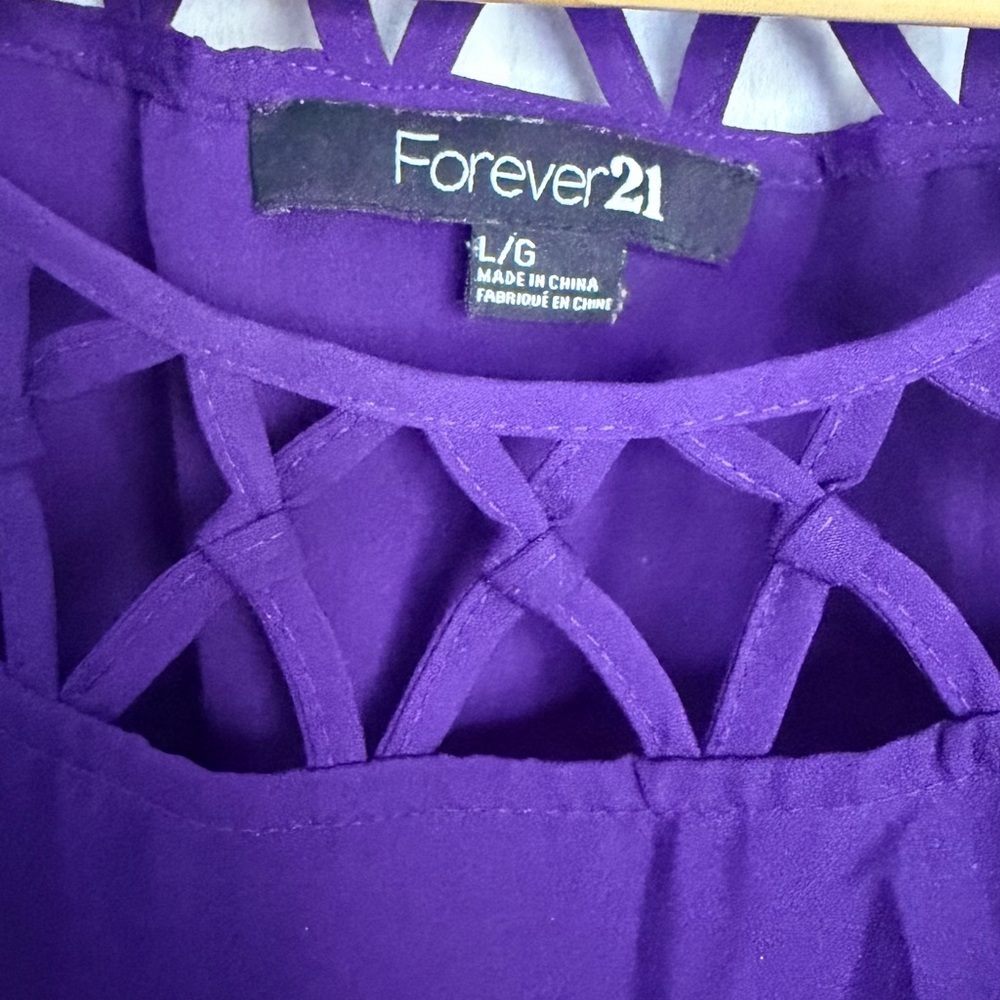 Forever 21 Purple Blouse with Cutout Neckline - Picture 8 of 9